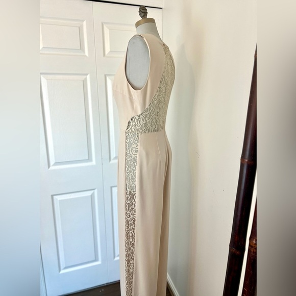 bebe Pants - Bebe Women's Pant Jumpsuit w/ Floral Lace Back Down the Sides Size 12